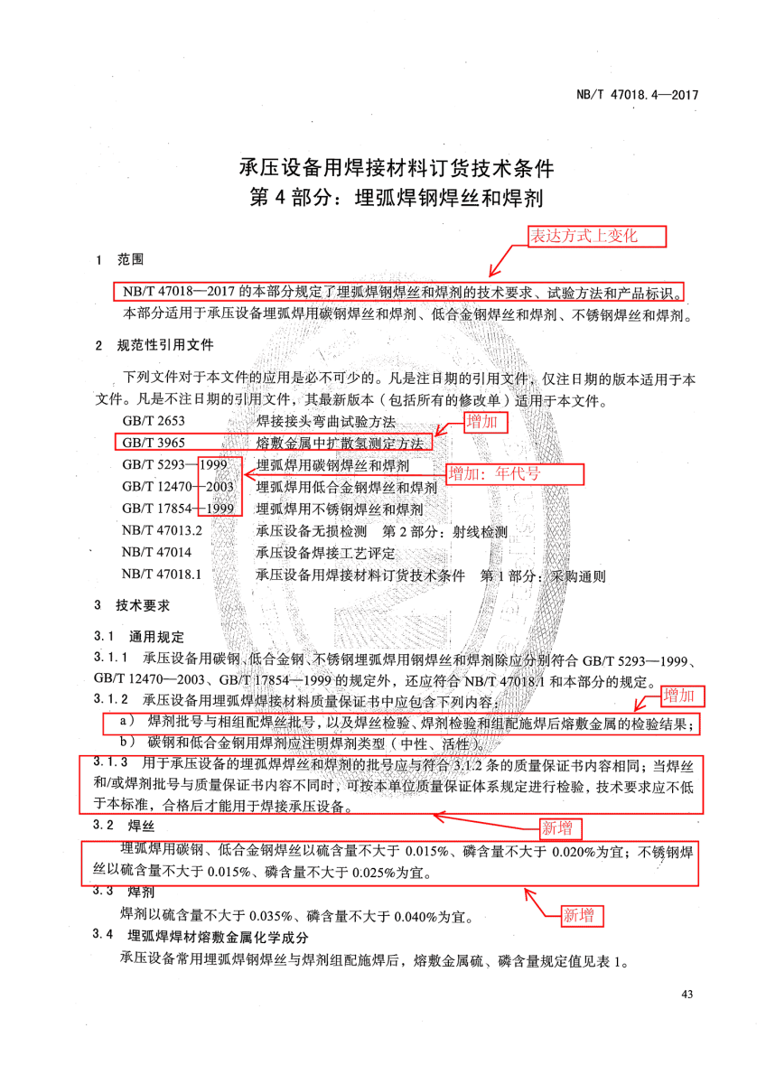 NB/T 47018-2017承壓設(shè)備用焊接材料訂貨技術(shù)條件第43頁(yè) NB/T 47018-2017承壓設(shè)備用焊接材料訂貨技術(shù)條件第43頁(yè)